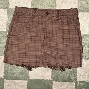Brown Plaid Mini Skirt